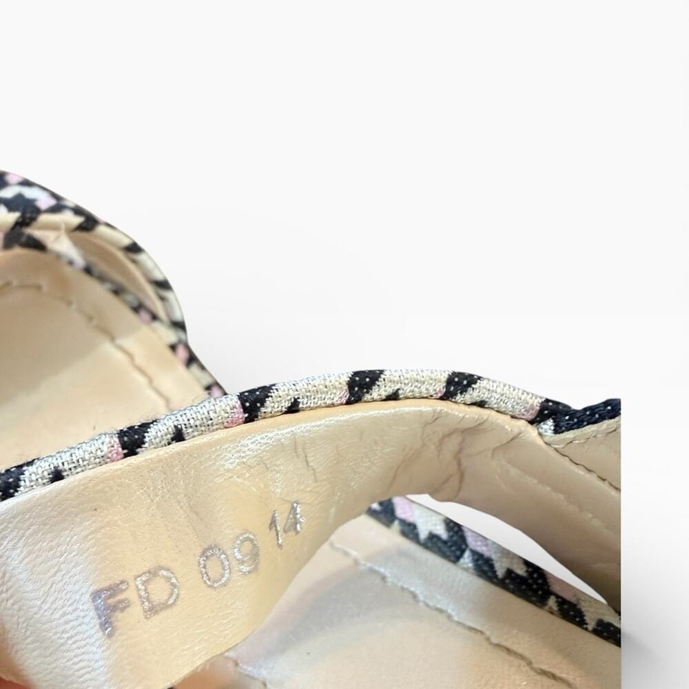Christian Dior Volt Houndstooth Canvas Wedge Slingback Sandals EU 39 US 9 - Picture 8 of 16